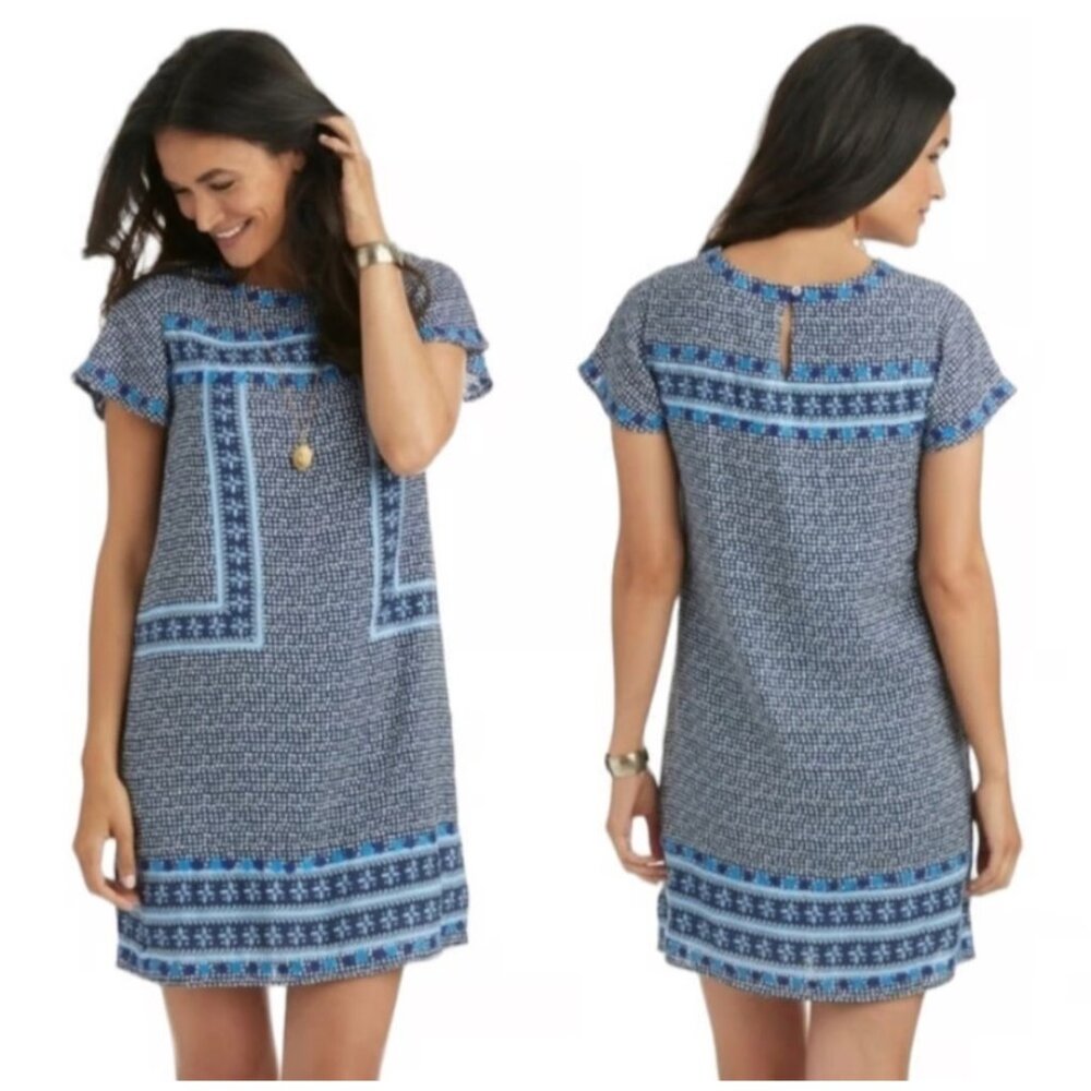 Vineyard Vines Navy and Light Blue Patterned Mini Dress